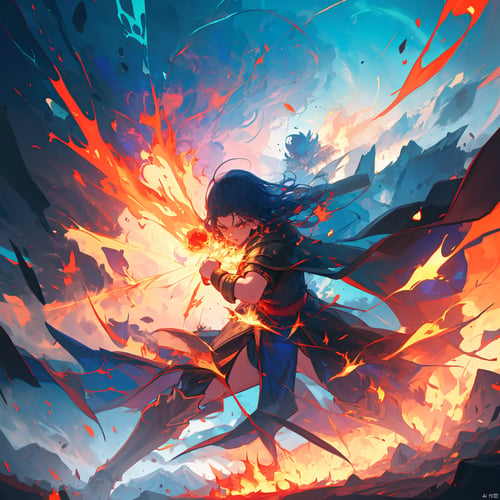 火焰打击--魔法特效(奇幻元素) by 荣耀之心 on Tensor.Art