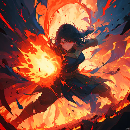 火焰打击--魔法特效(奇幻元素) by 荣耀之心 on Tensor.Art