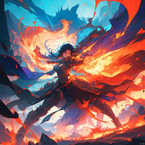 火焰打击--魔法特效(奇幻元素) by 荣耀之心 on Tensor.Art