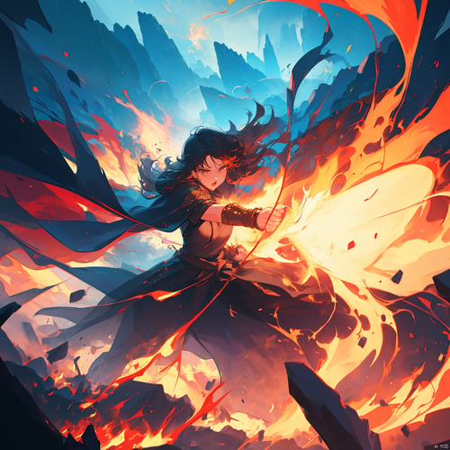 火焰打击--魔法特效(奇幻元素) by 荣耀之心 on Tensor.Art