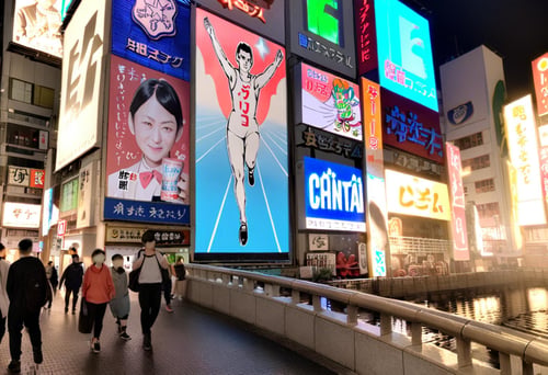 グリコのネオンサイン Glico's neon sign in Dotonbori, Osaka. SDXL by swingwings on Tensor.Art