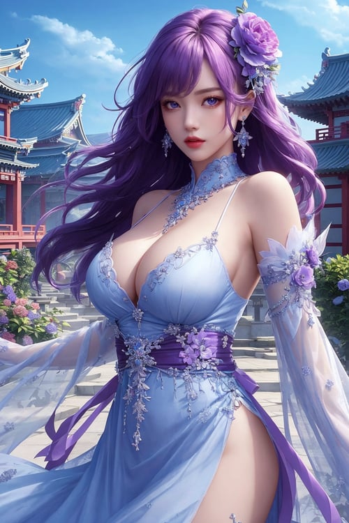 PURPLE HAIR WUXIE GIRL by APOLLONHY on Tensor.Art