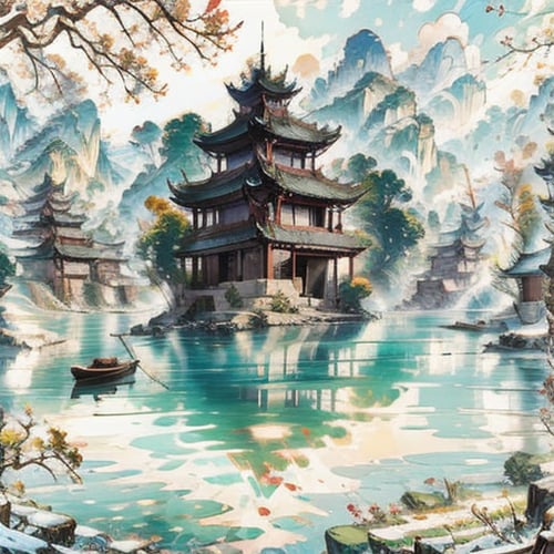 水墨江南插画风格 by 无极AI on Tensor.Art