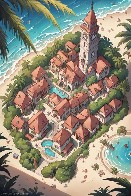 Tropical Buildings (Delfino Plaza, Super Mario Sunshine) [SDXL & SD1.5] by Citron Legacy on Tensor.Art
