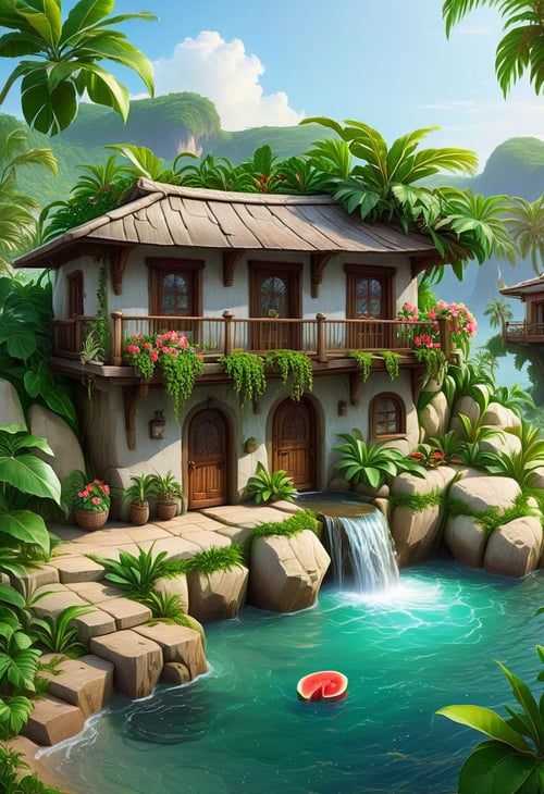Tropical Buildings (Delfino Plaza, Super Mario Sunshine) [SDXL & SD1.5] by Citron Legacy on Tensor.Art
