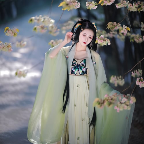 x绿色绣花汉服|古风国风|传统服饰|F.1 by OpenArt on Tensor.Art