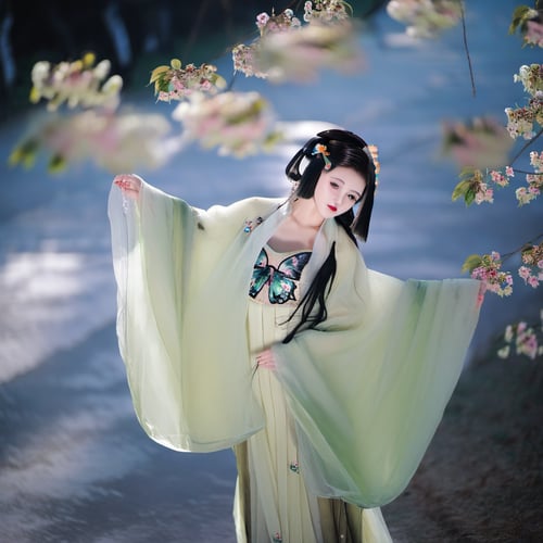x绿色绣花汉服|古风国风|传统服饰|F.1 by OpenArt on Tensor.Art