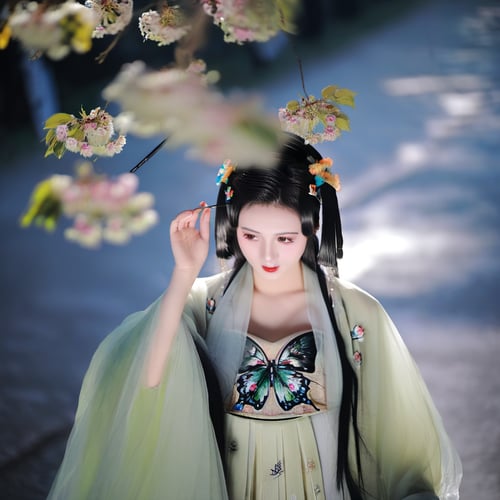 x绿色绣花汉服|古风国风|传统服饰|F.1 by OpenArt on Tensor.Art