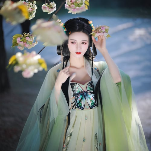 x绿色绣花汉服|古风国风|传统服饰|F.1 by OpenArt on Tensor.Art