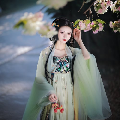 x绿色绣花汉服|古风国风|传统服饰|F.1 by OpenArt on Tensor.Art