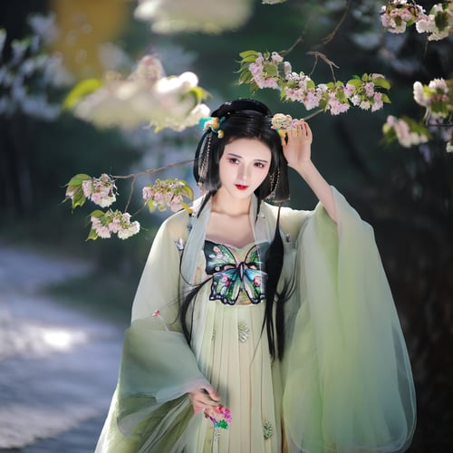 x绿色绣花汉服|古风国风|传统服饰|F.1 by OpenArt on Tensor.Art