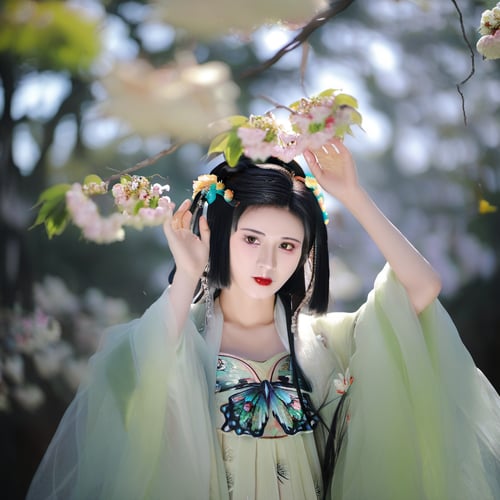 x绿色绣花汉服|古风国风|传统服饰|F.1 by OpenArt on Tensor.Art