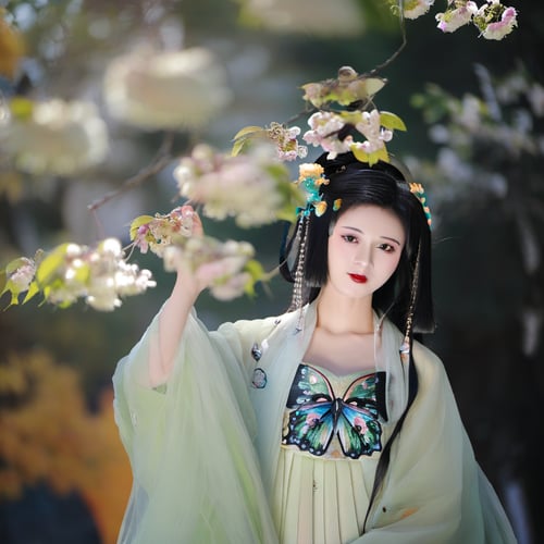 x绿色绣花汉服|古风国风|传统服饰|F.1 by OpenArt on Tensor.Art