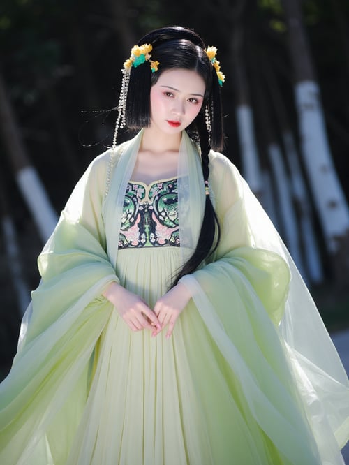 Ai绿色绣花汉服|古风国风|传统服饰|F.1 by OpenAI on Tensor.Art