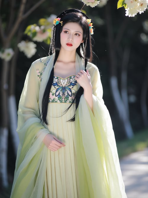 Ai绿色绣花汉服|古风国风|传统服饰|F.1 by OpenAI on Tensor.Art