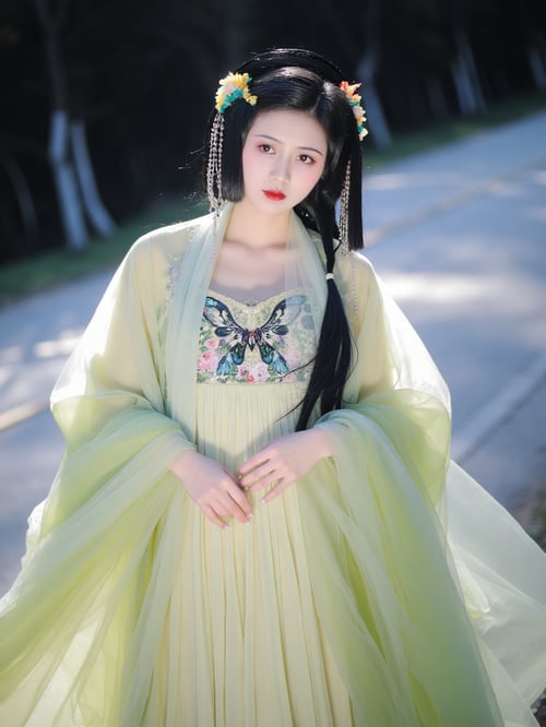 Ai绿色绣花汉服|古风国风|传统服饰|F.1 by OpenAI on Tensor.Art