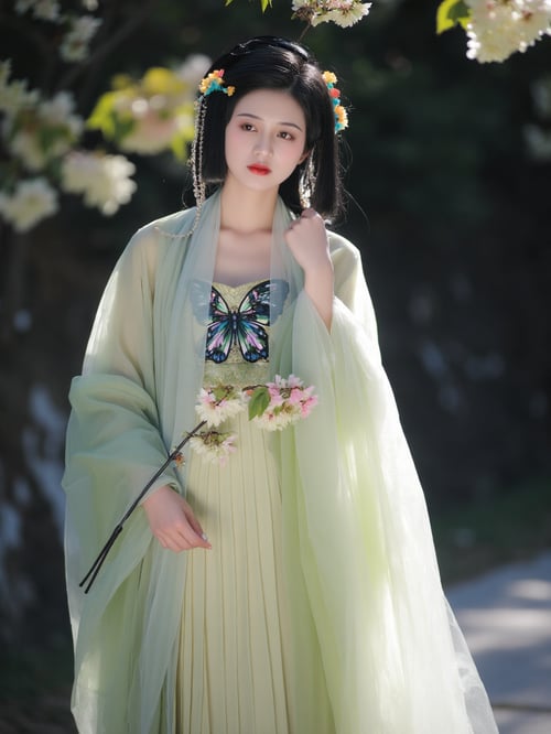 Ai绿色绣花汉服|古风国风|传统服饰|F.1 by OpenAI on Tensor.Art
