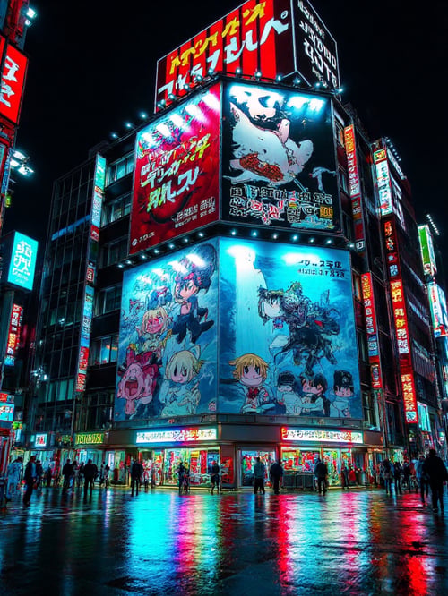 Japanese Commercial Centre at Night by Shkblog.Ai on Tensor.Art