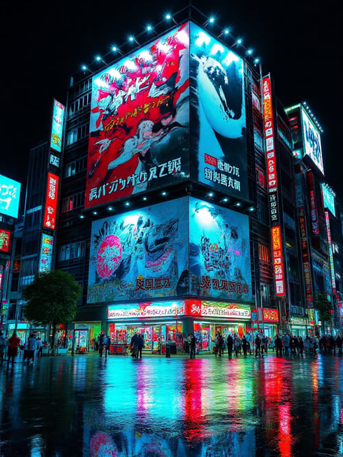 Japanese Commercial Centre at Night by Shkblog.Ai on Tensor.Art