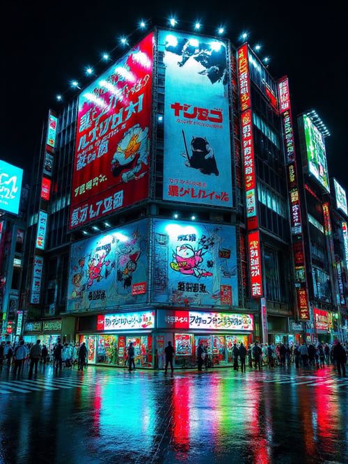 Japanese Commercial Centre at Night by Shkblog.Ai on Tensor.Art
