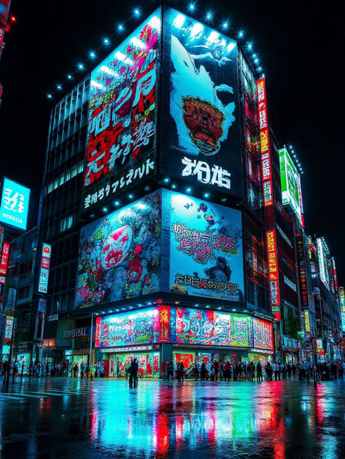 Japanese Commercial Centre at Night by Shkblog.Ai on Tensor.Art