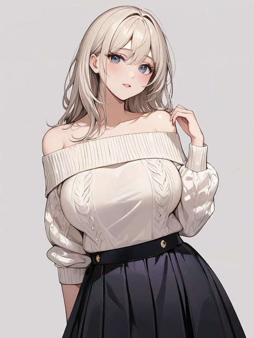 オフショルダーセーター/off shoulder sweater(SD,XL,ill,pony) by bolero537 on Tensor.Art