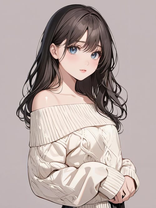 オフショルダーセーター/off shoulder sweater(SD,XL,ill,pony) by bolero537 on Tensor.Art