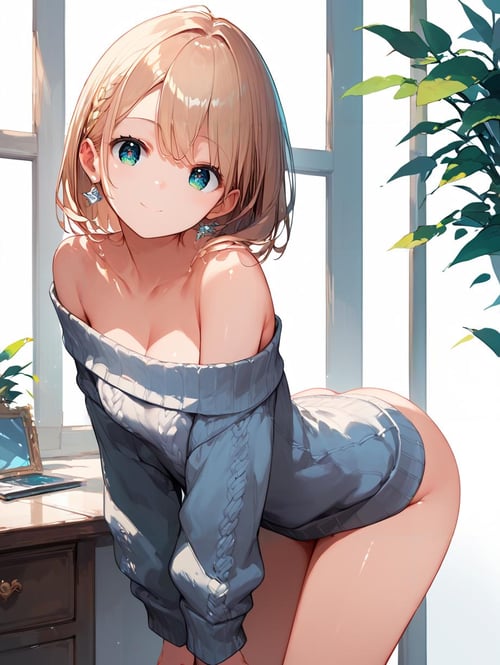 オフショルダーセーター/off shoulder sweater(SD,XL,ill,pony) by bolero537 on Tensor.Art