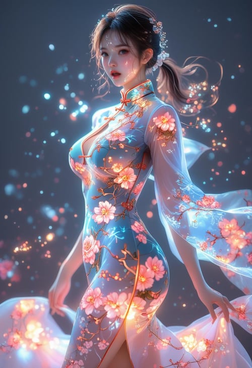 Glowing Cheongsam(China Dress) by goto_ai on Tensor.Art