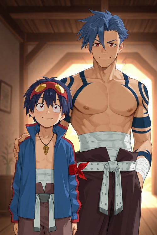 Simon & Kamina - Gurren Lagann [Commission] by 25kkai on Tensor.Art