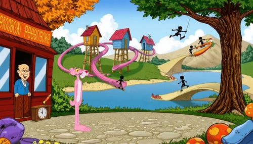 90s Cartoon Adventure Game Style - Pink Panther [Flux] by PrimeDM on Tensor.Art