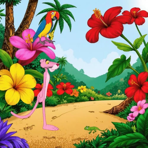 90s Cartoon Adventure Game Style - Pink Panther [Flux] by PrimeDM on Tensor.Art
