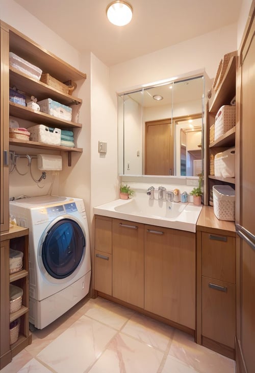 日本の住宅の洗面所 Washrooms in Japanese Houses PONY by swingwings on Tensor.Art