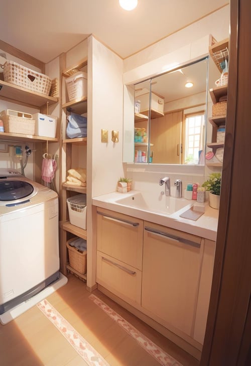 日本の住宅の洗面所 Washrooms in Japanese Houses PONY by swingwings on Tensor.Art