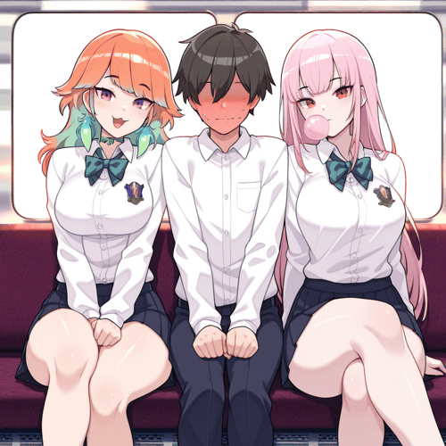 Ara Ara on a Train I Meme Pose Concept I IllustriousXL and NoobAI by AndroidXL on Tensor.Art