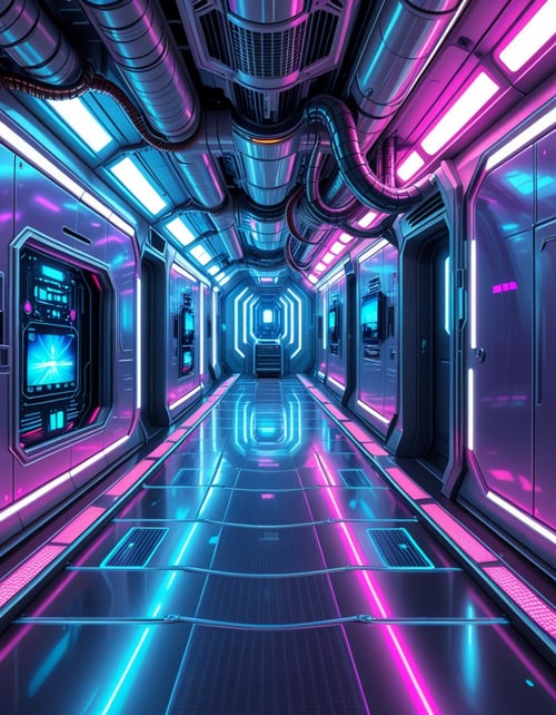 spaceship corridor invasion by Arrssenne on Tensor.Art
