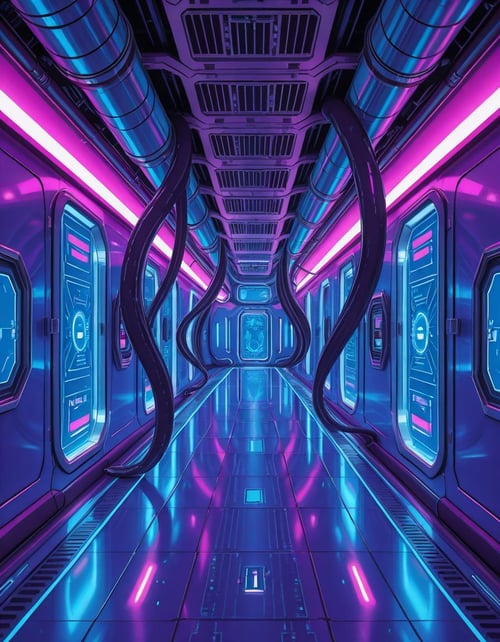 spaceship corridor invasion illu by Arrssenne on Tensor.Art