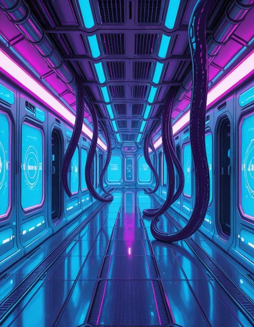 spaceship corridor invasion illu by Arrssenne on Tensor.Art