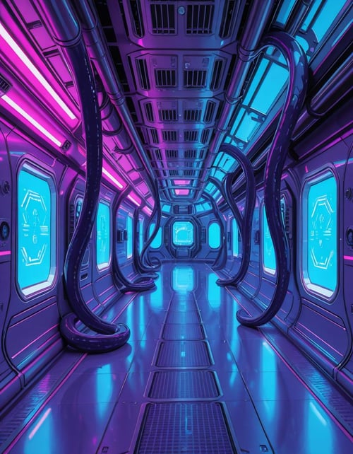 spaceship corridor invasion illu by Arrssenne on Tensor.Art