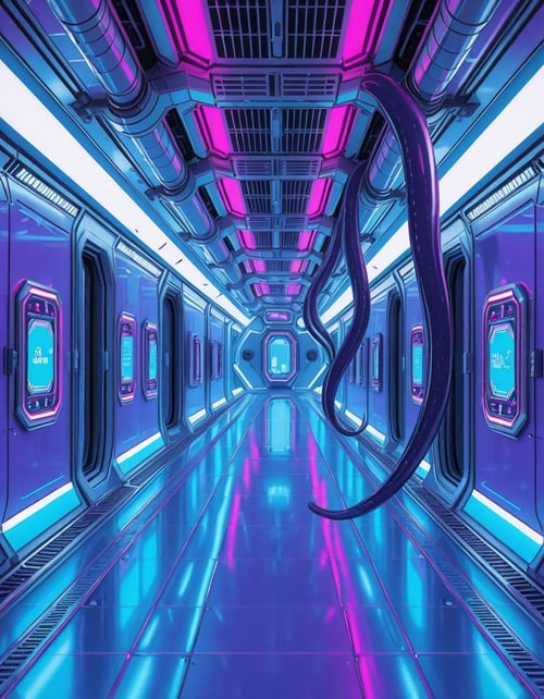 spaceship corridor invasion illu by Arrssenne on Tensor.Art