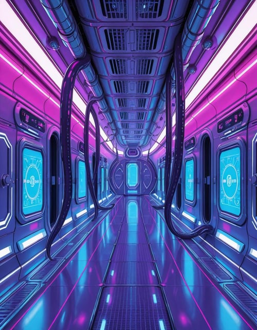 spaceship corridor invasion illu by Arrssenne on Tensor.Art