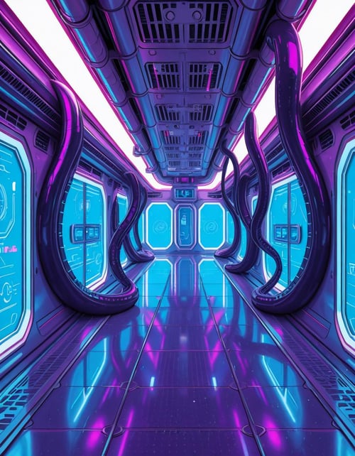 spaceship corridor invasion illu by Arrssenne on Tensor.Art