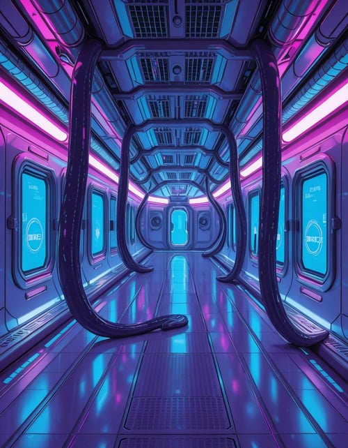 spaceship corridor invasion illu by Arrssenne on Tensor.Art