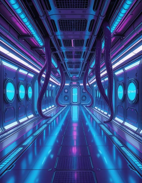 spaceship corridor invasion illu by Arrssenne on Tensor.Art