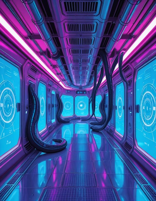 spaceship corridor invasion illu by Arrssenne on Tensor.Art