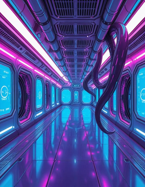 spaceship corridor invasion illu by Arrssenne on Tensor.Art