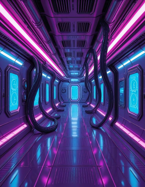 spaceship corridor invasion illu by Arrssenne on Tensor.Art