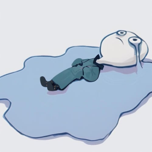 in a puddle of tears & lying and crying | meme concept by Vadigr123 on Tensor.Art