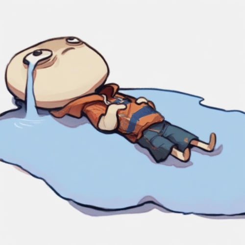 in a puddle of tears & lying and crying | meme concept by Vadigr123 on Tensor.Art