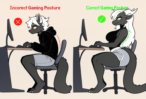 Correct Gaming Posture & Incorrect Gaming Posture | meme Concept by Vadigr123 on Tensor.Art